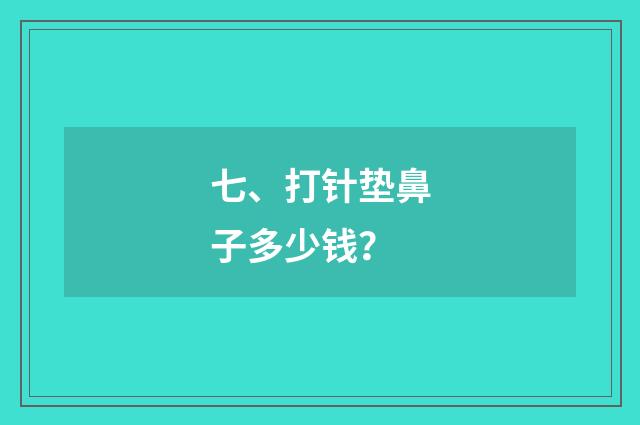 七、打针垫鼻子多少钱？