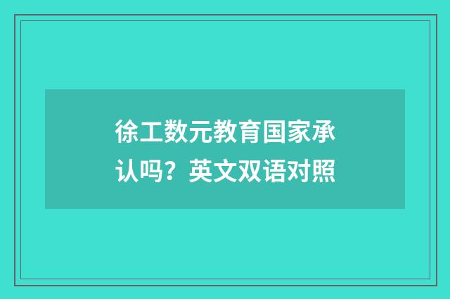 徐工数元教育国家承认吗？英文双语对照