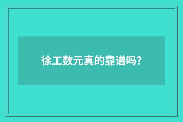 徐工数元真的靠谱吗?