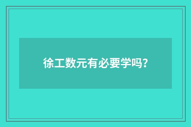 徐工数元有必要学吗？