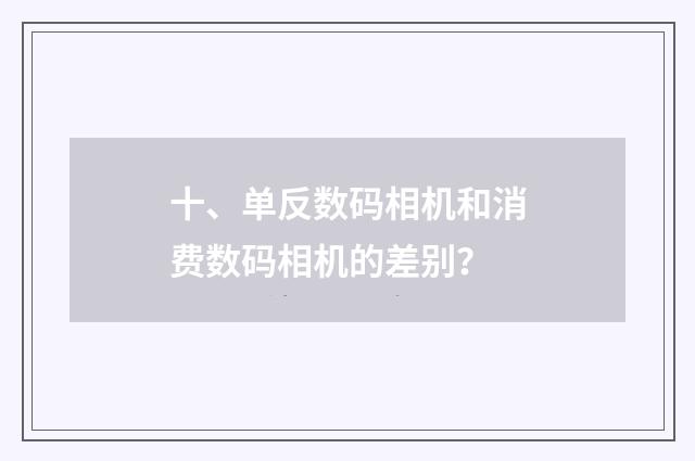 十、单反数码相机和消费数码相机的差别？