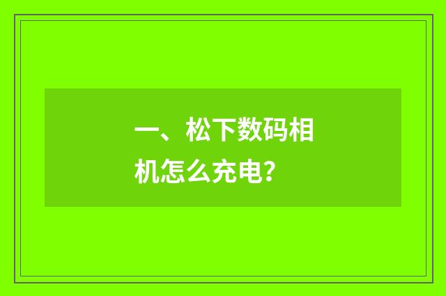 一、松下数码相机怎么充电?
