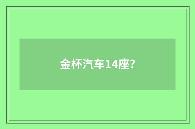 金杯汽车14座？