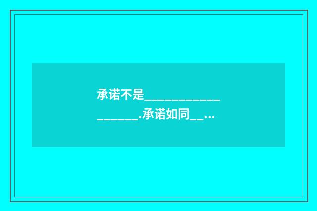承诺不是_________________.承诺如同_________________？