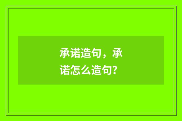 承诺造句，承诺怎么造句？