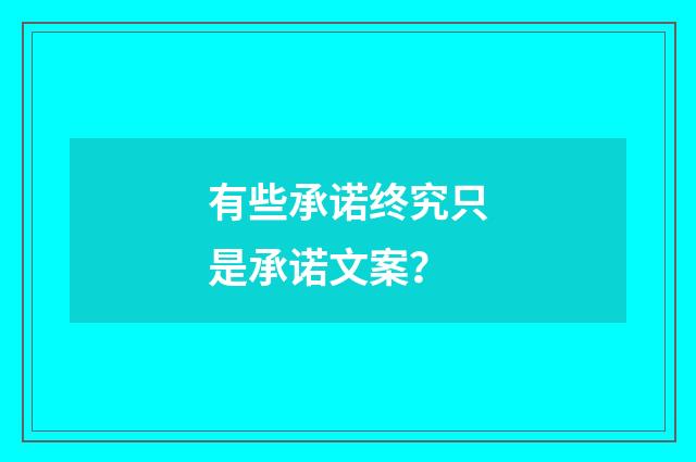 有些承诺终究只是承诺文案？