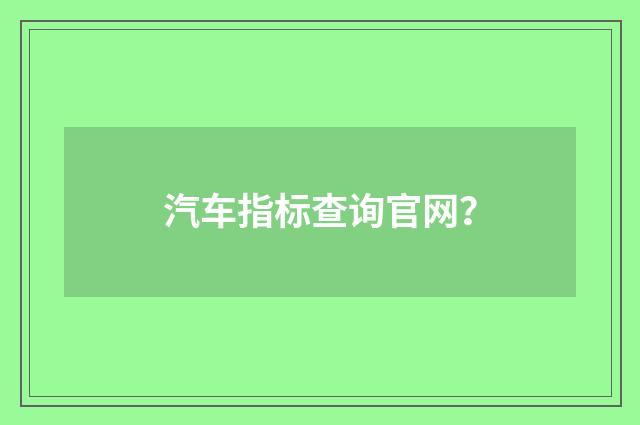 汽车指标查询官网？