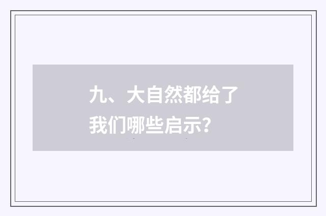 九、大自然都给了我们哪些启示？