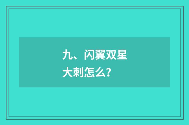 九、闪翼双星大刺怎么？