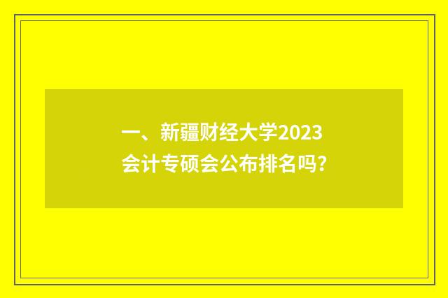 一、新疆财经大学2023会计专硕会公布排名吗？