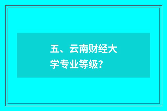 五、云南财经大学专业等级？