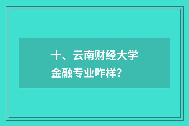 十、云南财经大学金融专业咋样？