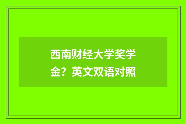 西南财经大学奖学金？英文双语对照