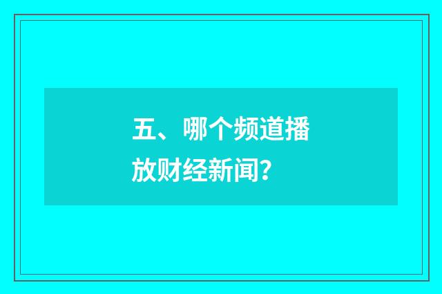 五、哪个频道播放财经新闻？
