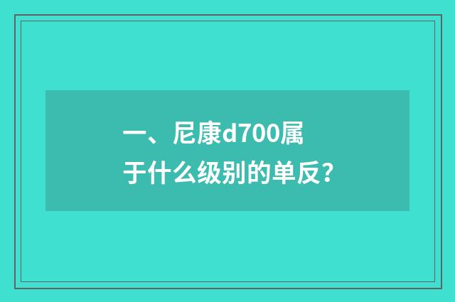 一、尼康d700属于什么级别的单反？
