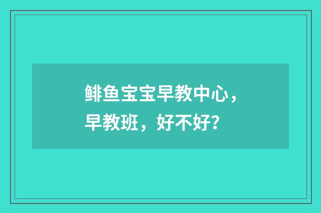 鲱鱼宝宝早教中心，早教班，好不好？