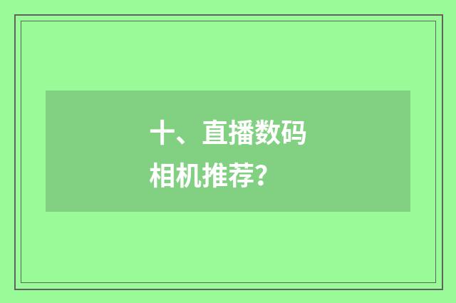 十、直播数码相机推荐？