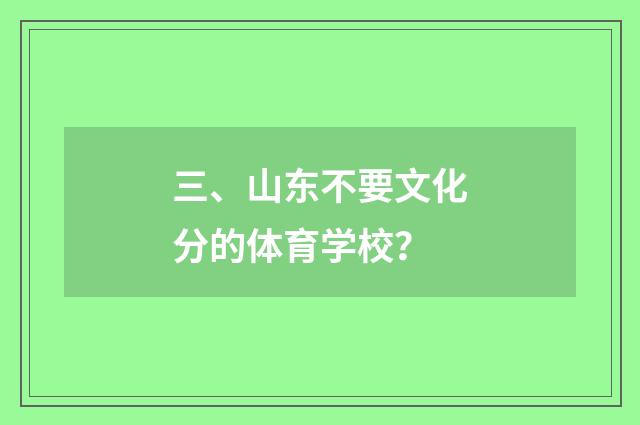 三、山东不要文化分的体育学校？