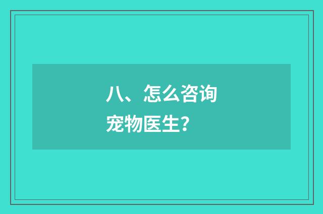 八、怎么咨询宠物医生？