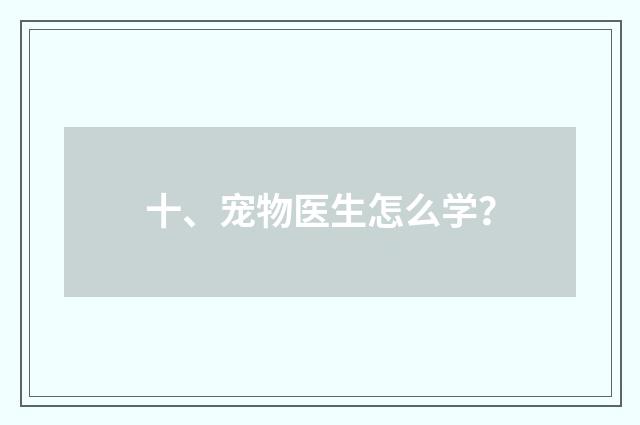 十、宠物医生怎么学？
