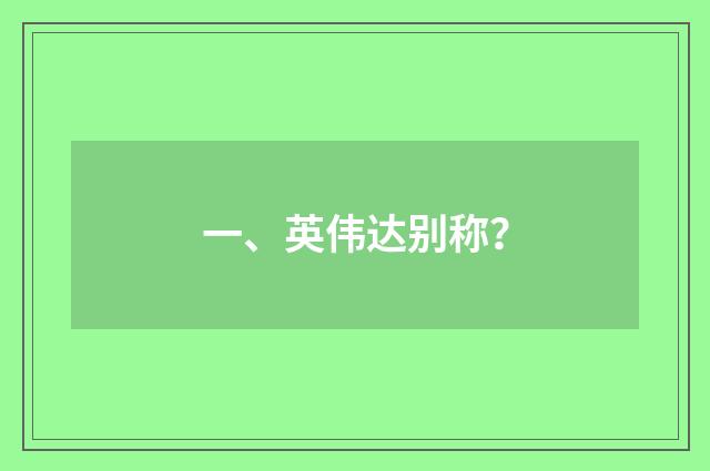 一、英伟达别称？