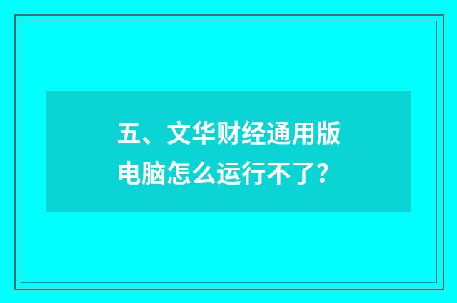 五、文华财经通用版电脑怎么运行不了？