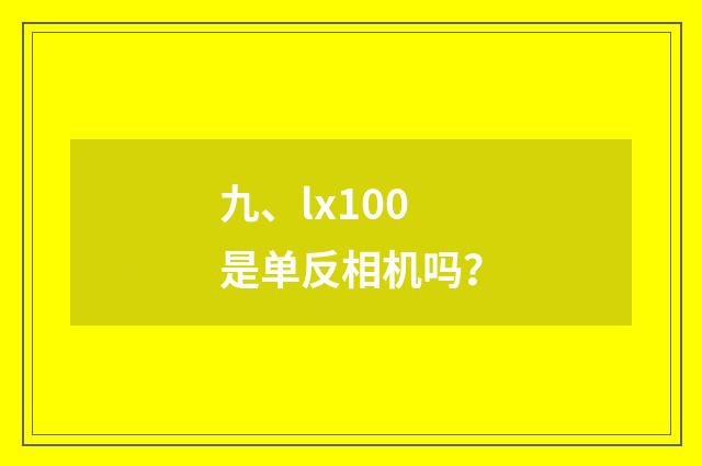 九、lx100是单反相机吗?