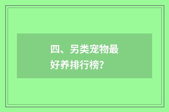 四、另类宠物最好养排行榜？
