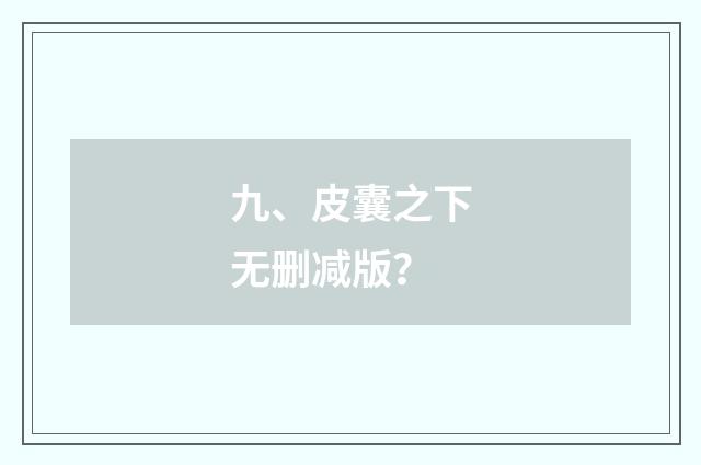 九、皮囊之下无删减版？