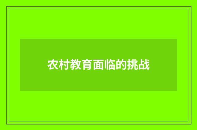 农村教育面临的挑战