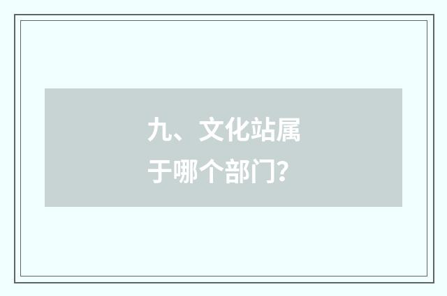 九、文化站属于哪个部门？
