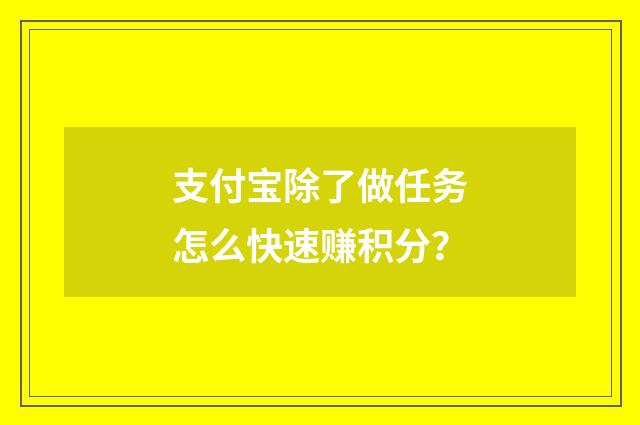 支付宝除了做任务怎么快速赚积分？