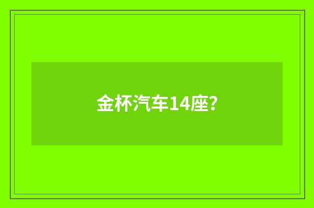 金杯汽车14座？