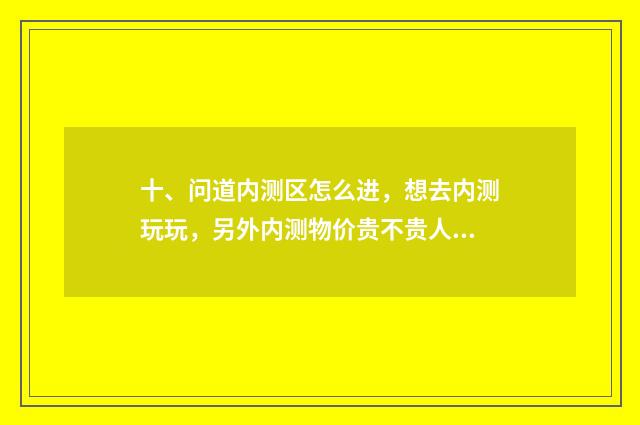 十、问道内测区怎么进，想去内测玩玩，另外内测物价贵不贵人多么？