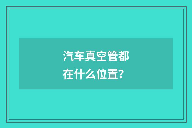 汽车真空管都在什么位置？