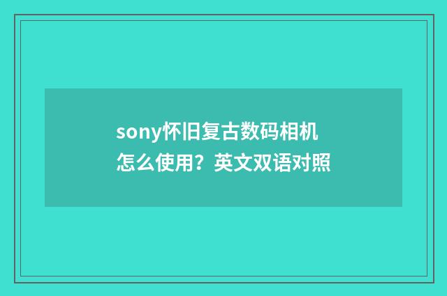 sony怀旧复古数码相机怎么使用？英文双语对照