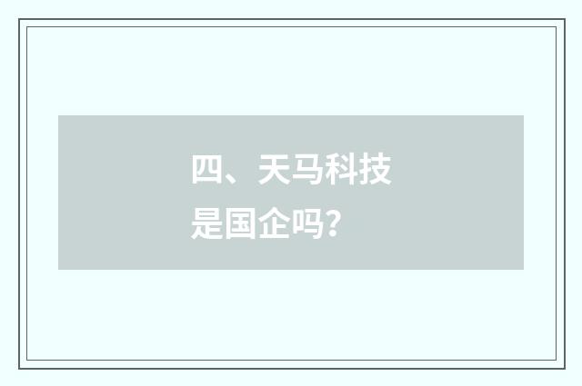 四、天马科技是国企吗？