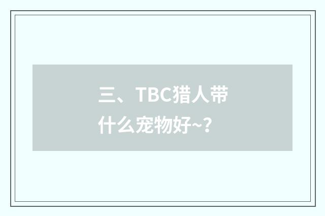 三、TBC猎人带什么宠物好~?