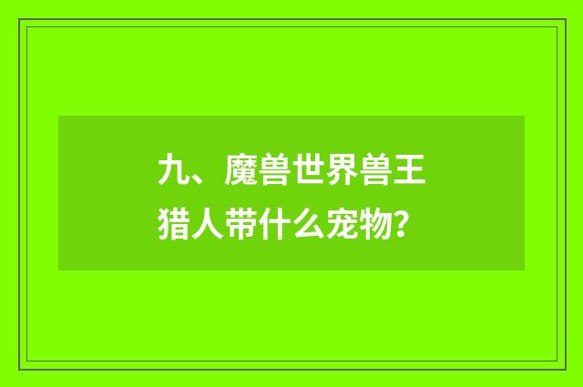 九、魔兽世界兽王猎人带什么宠物？
