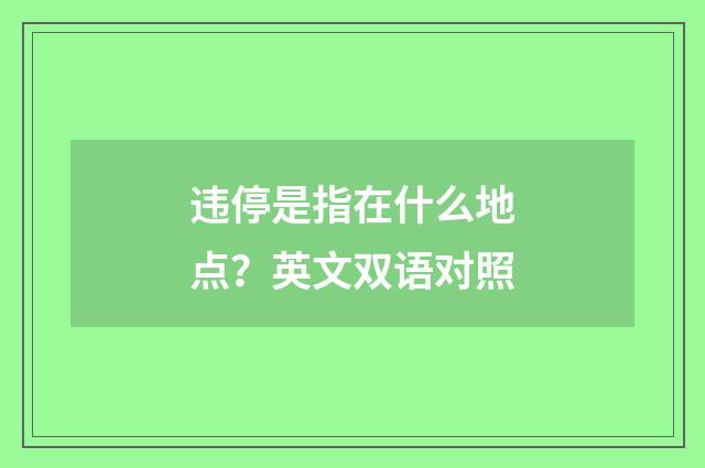 违停是指在什么地点？英文双语对照