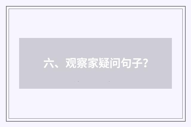 六、观察家疑问句子？