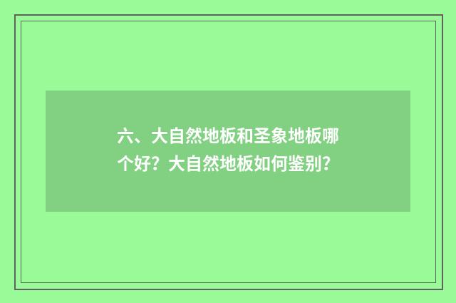 六、大自然地板和圣象地板哪个好？大自然地板如何鉴别？