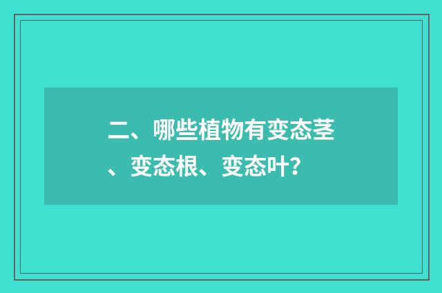 二、哪些植物有变态茎、变态根、变态叶？