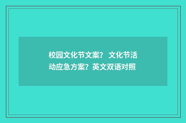 校园文化节文案？ 文化节活动应急方案？英文双语对照