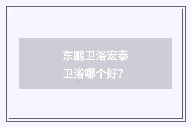 东鹏卫浴宏泰卫浴哪个好？