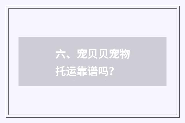 六、宠贝贝宠物托运靠谱吗？
