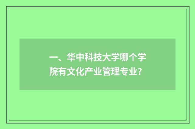 一、华中科技大学哪个学院有文化产业管理专业？