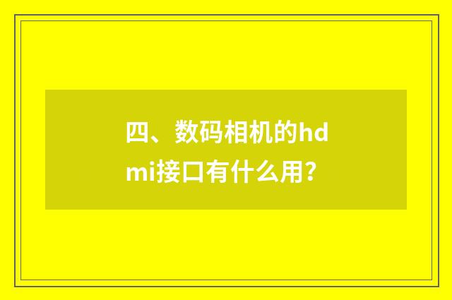 四、数码相机的hdmi接口有什么用？