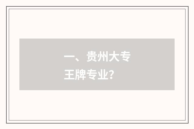 一、贵州大专王牌专业？