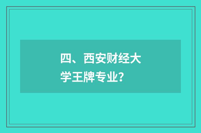 四、西安财经大学王牌专业？